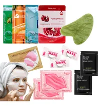 Comprar Kit Facial Mascarillas Parches Ojeras Labios Gua Sha Jade