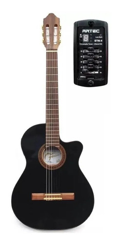 Guitarra Electrocriolla Fonseca 38 Con Corte Negra Eq/artec