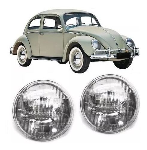 Par Farol Sealed Beam Grande Fusca Até 1970 Sem Vigia