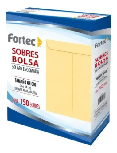 Sobre Manila Fortec Oficio 150 Pzas Color Beige