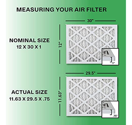 Filtro De Aire Filterbuy 12x30x1 Merv 8 Para Horno Hvac Ac (
