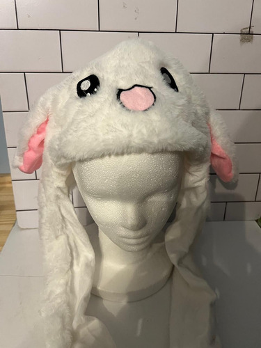 Gorro Peluche Levanta Orejas Varios Modelos Muy Suave Blanco 1