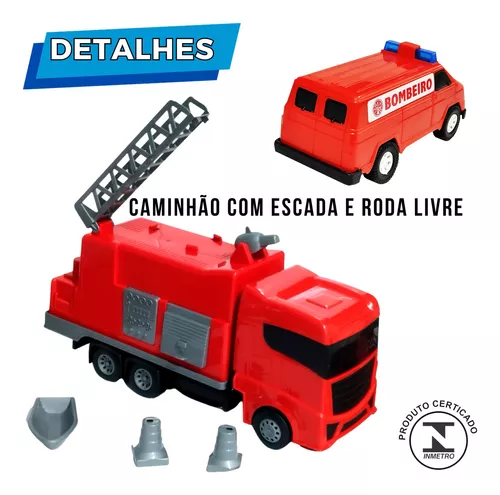 Caminhão de Bombeiro Infantil Carrinho de Brinquedo Resgate