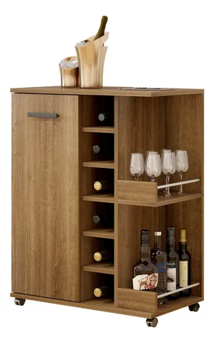Mueble Bar Con Rueda Multifuncional 60x38x83cm