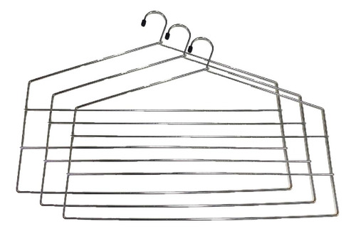 Kit 3 Cabides Para Calças Triplo Organizador Reforçado Aço 