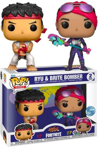 Funko Pop Ryu Y Brite Bomber Street Fighter Fortnite 2 Pack