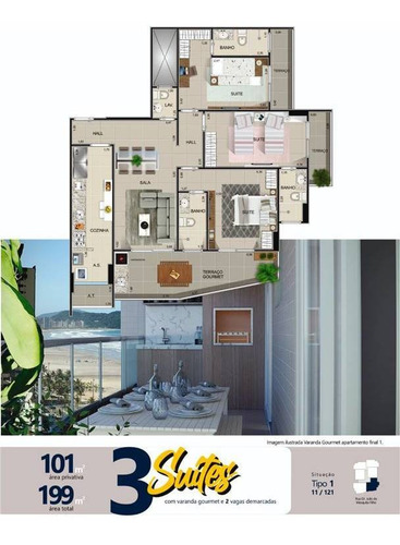 Imagem 6 de 16 de Apartamento, 3 Dorms Com 101.19 M² - Aviação - Praia Grande - Ref.: Vno206 - Vno206
