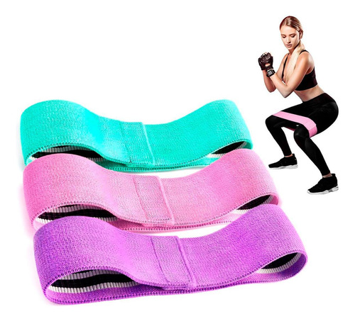 Kit 3 Hip Band Para Exercicios De Membros Inferiores As1320