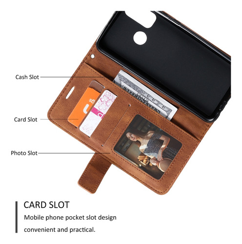 Funda De Piel Marrón For Huawei P Smart 2020