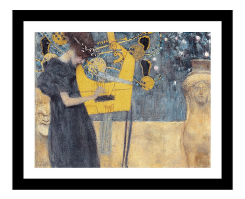 Cuadro La Musica Klimt 59x48 Cm Marco Vidrio Calidad Envio 