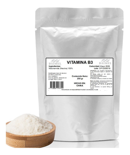Niacinamida (niacina) Vitamina B3 100% Pura En Polvo 250gr