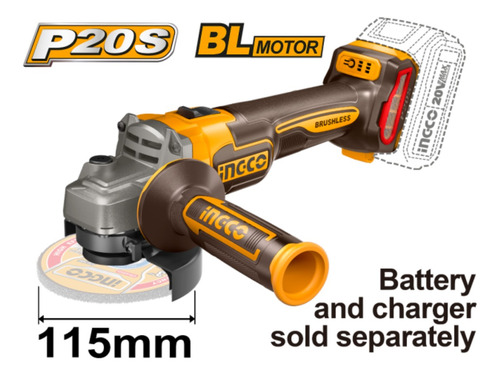 Esmeril Angular Bl Ingco P20s Inalambrico Industrial 20v/115