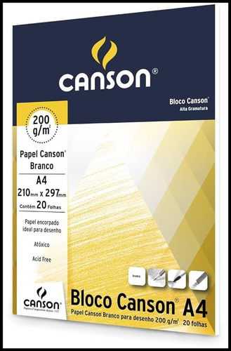 Papel  Desenho Canson A4 Branco 20 gramas Canson