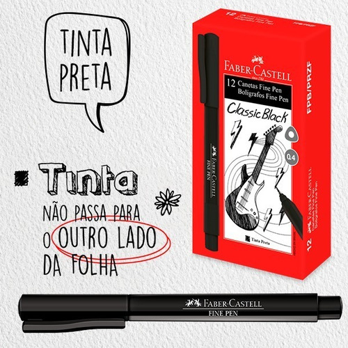 Kit Com 3 Caneta Fine Pen 0.4mm Faber-castell Mapa Desenho