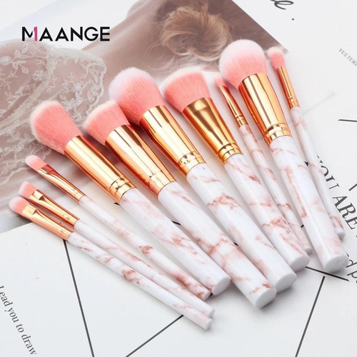 Imagen 7 de 10 de Set Maquillaje 10 Brochas Rostro Ojos Con Estuche Clicshop