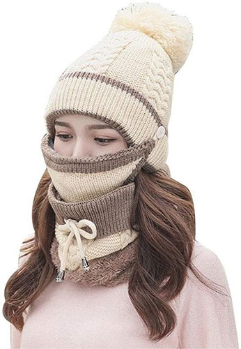 3 En 1 Gorro De Invierno De Punto De Cuello De Cara Bufanda