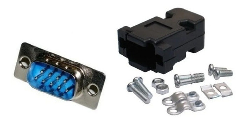 Kit 05 Conector Db9 Macho Com Capa Preta Kit Curto
