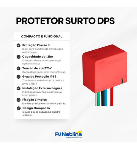 Dps Light 275v 12ka Vermelho Classe Ii Ip66 - Clamper