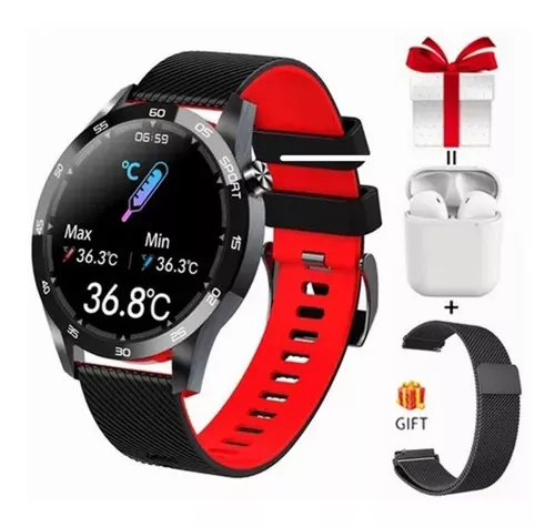 Reloj Inteligente F22l Para Hombre Y Mujer Para Xiaomi Huawe Color De La  Caja Negro/rojo