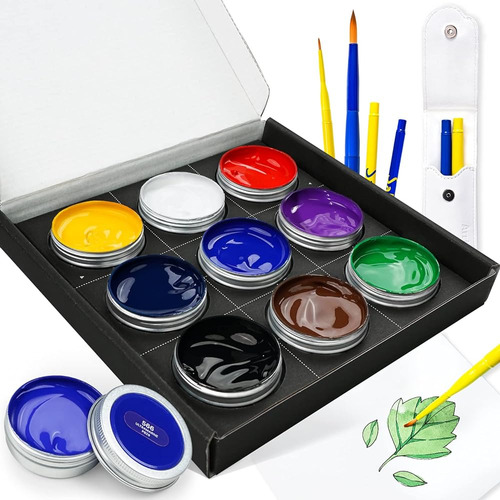 Arrtx Gouache Paint Set, 9 Colores Vibrantes X 35 Ml Pintura