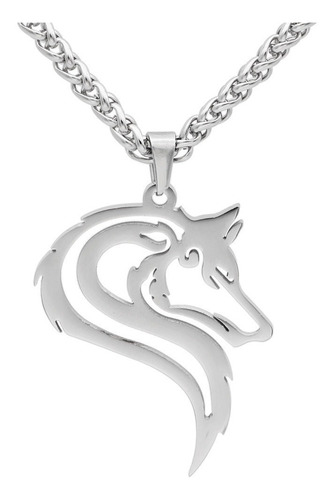 Collar Acero Inoxidable Vikingo Lobo Nórdico Amuleto Hombre