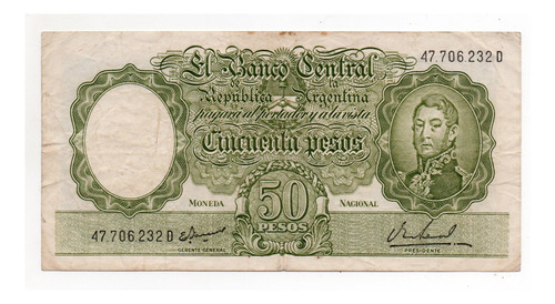 Billete Argentina 50 Pesos Moneda Nacional Bottero 2028