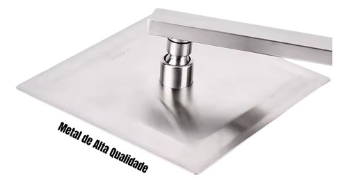 Ducha Chuveiro 20x20 Slim Inox Com Braço 40cm Solar Gás Acabamento Brilhante Cor Prateado