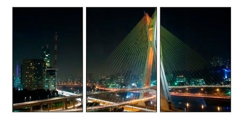 Quadros Decorativo Ponte Brilhante Cidade 3 Peças Lindo