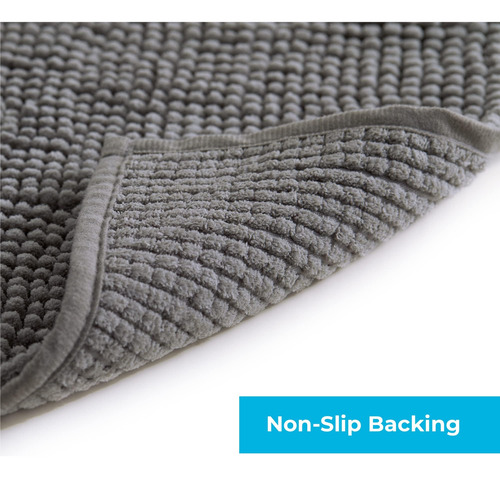 Linenspa Chenille Bath Mat: 1 Pieza, No Deslizamiento, Absor