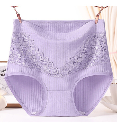 Cómodo Encaje Liso Para Mujer, Talla Grande, Cintura Alta, A