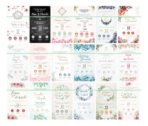 Convite Casamento Digital Interativo Flores Brancas 106b