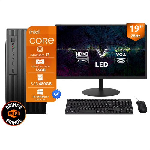 Computador Completo Intel Core I7 16gb Ssd 480gb Monitor