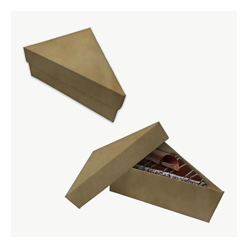 Cajas Para Tortas Porcion Individual Postres Kraft  Pack X50
