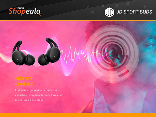 Imagen 4 de 8 de Auricular Inalámbrico Bluetooth In Ear Jd Sport Buds Negro-*