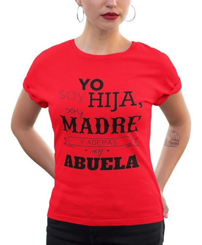 Polera Soy Hija, Madre, Abuela Estampado Algodon