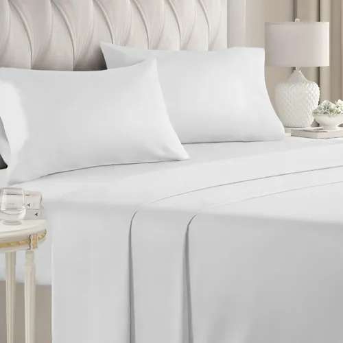 Juego De Sábanas 180 Hilos Blanco 50/50 Polycotton 2 Plazas