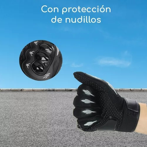 5 Guantes Para Moto O Bicicleta Dedo Completo Color Negro 2 Talla M