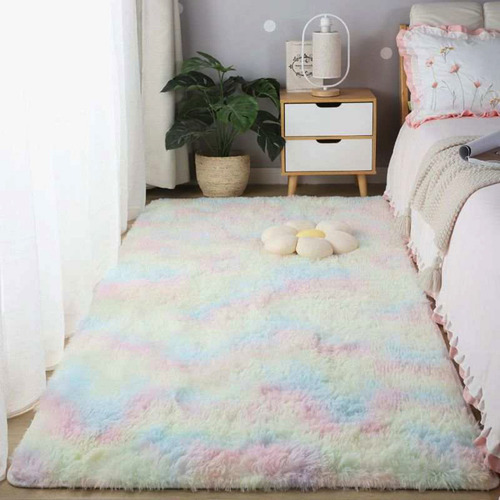 Alfombra Peluda Bajada De Cama Medida 1,20 X 0,60 Multicolor