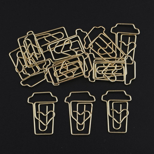 12pcs Clips De Papel Dorados Papelería Divertida Material