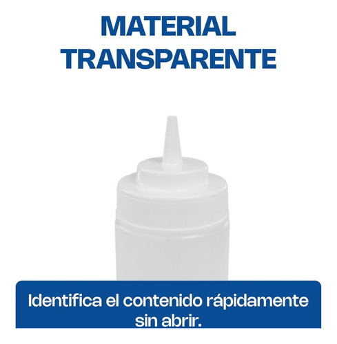 Pack 3 Botellas Plástico Blanco 12 Oz Para Salsas Transparente