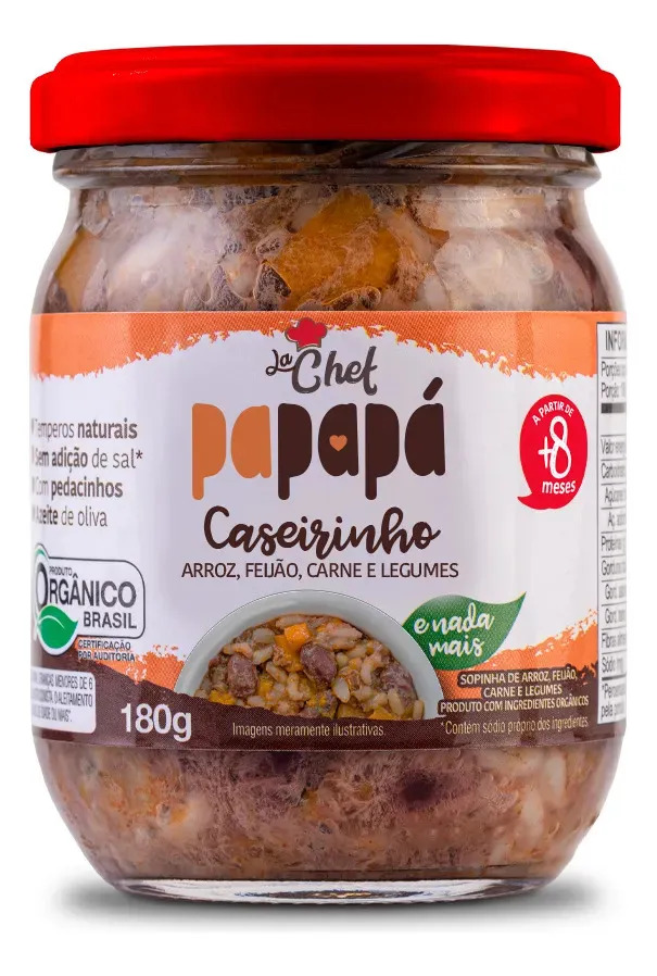 Comidinha Caseirinho La Chef Arroz, Feijão, Carne, Legumes Orgânica Papapá 180g
