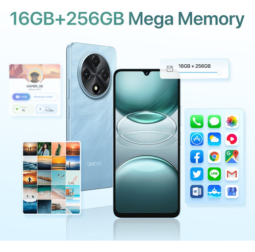 Smartphone Umidigi G100 Android 14, Nfc 6000 Mah, 6,9 Pulgadas, 120 Hz, Cuidado De Los Ojos, Unisoc T615, 6 Gb De Ram, 128 Gb De Rom, Cámara De 50 Mp,