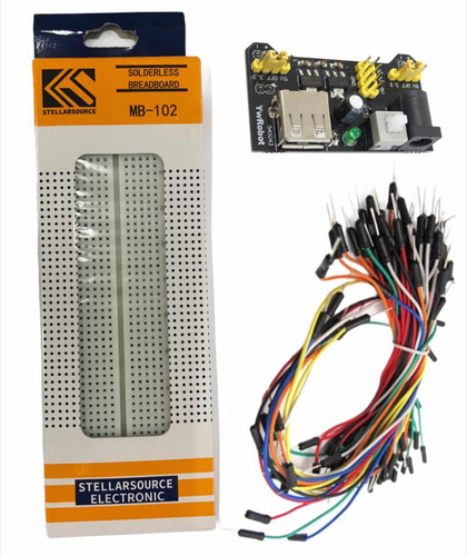 Kit Protoboard Marcada Positivo Negati + Fuente + 65 Jumpers