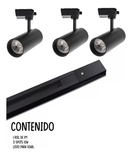 Lámparas Tipo Spot Con Riel De 1m X 3 Unid De 10w.