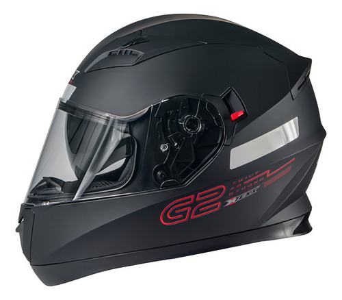 Capacete Texx G2 Solido Double Vision Preto/ Vermelho 56 Cor Preto