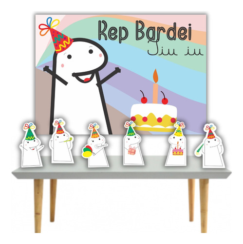Kit Festa Painel Com Display Flork Aniversário Bento Cake