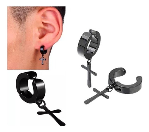 Aros Presión Argolla Acero Resistente Con Cruz Piercing Moda