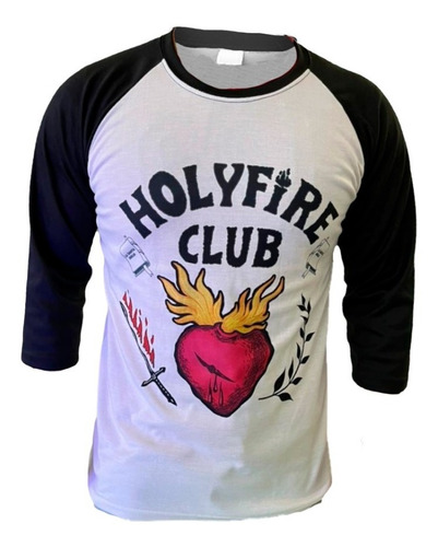 Playera Holyfire Club Hellfire Temática Religiosa Manga 3/4