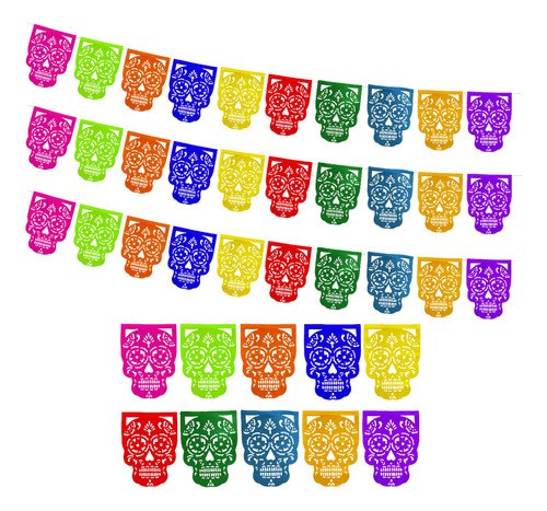 Decoración De Papel Picado Día De Muertos Calavera 10 Pz