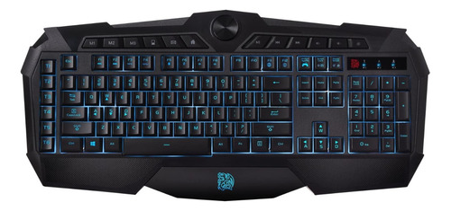 Teclado gamer Thermaltake Challenger Prime QWERTY inglés US color negro con luz azul/roja/púrpura